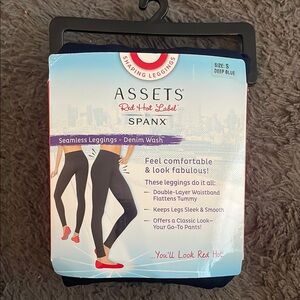 SPANX Red Hot Label Deep Blue Leggings, Seamless Leggings, Small, NWT